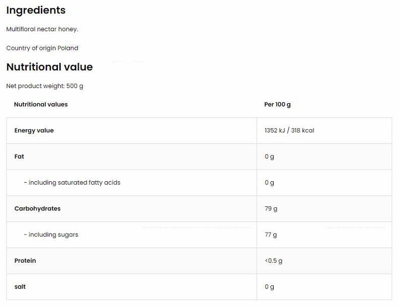 Natural Multiflower Honey / Натурален многоцветен пчелен мед - 500 грама - Nutra Best Europe