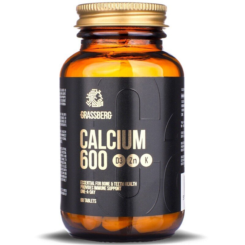 GRASSBERG Calcium 600 + D3+Zn+K - 90 tab.