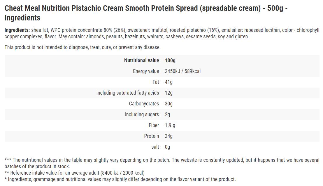 Protein Spread / Pistachio - 500 grams - Nutra Best Europe