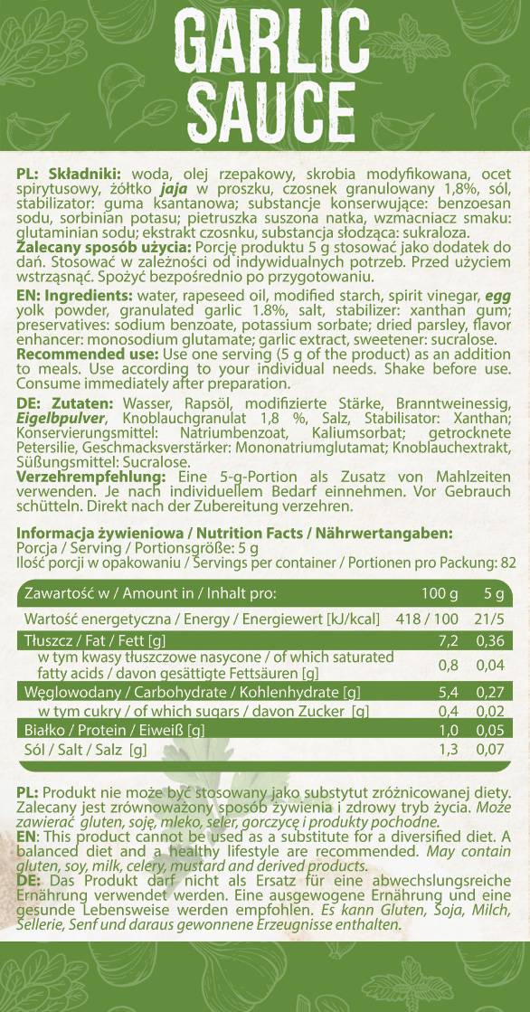 Fokhagyma szósz | Alacsony kalóriatartalmú - 410 ml