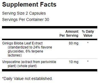 Ginkgo vinpocetinnel (szabványos) 40 mg - 60 kapszula