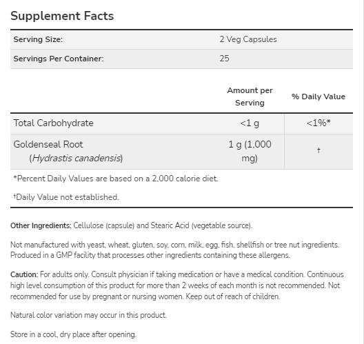 Goldenseal Root 500 mg - 50 kapszula