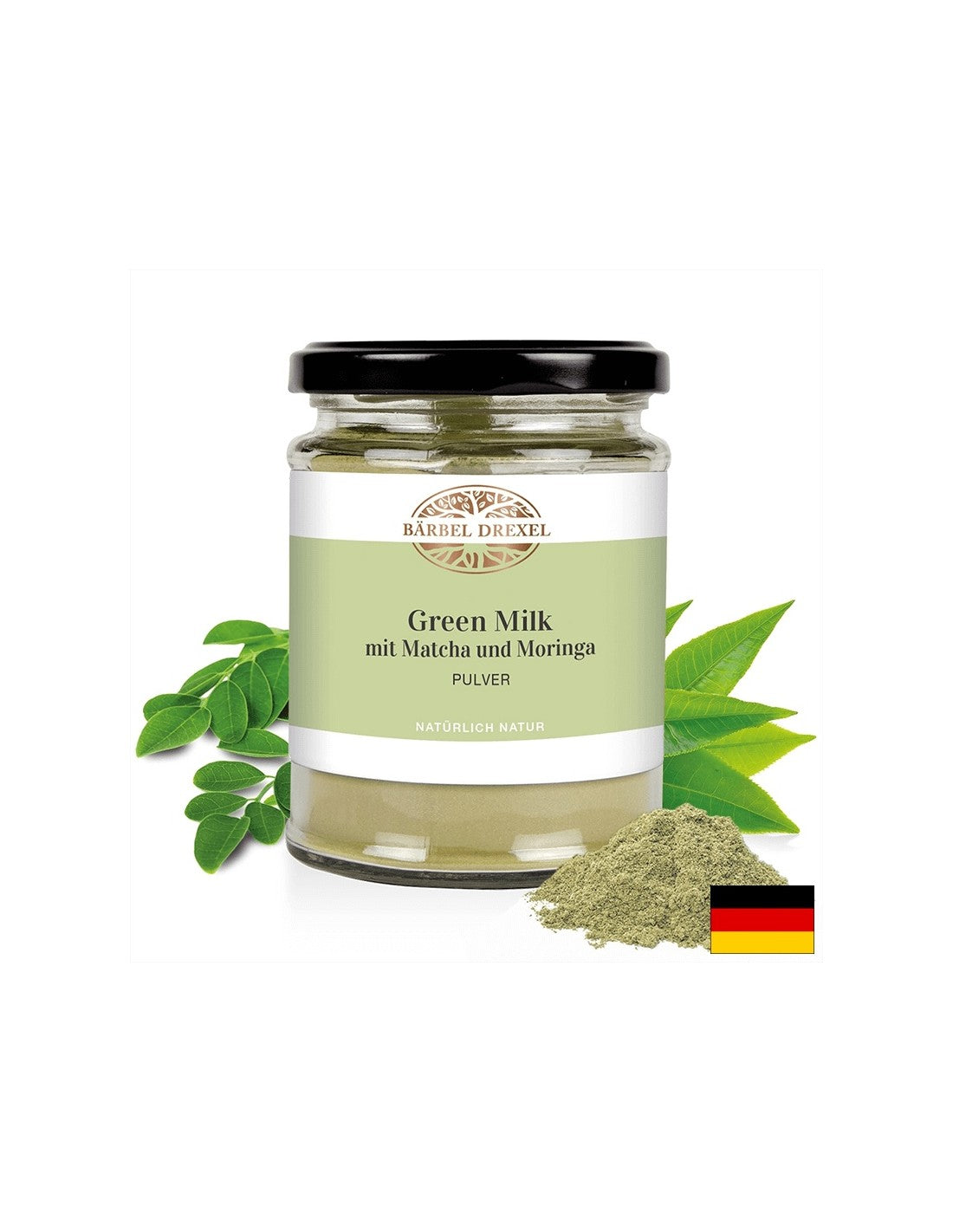 Green Milk mit Matcha und Moringa Pulver/Zöld tej matchával és moringával, por, 120 g <tc>Bärbel Drexel</tc>