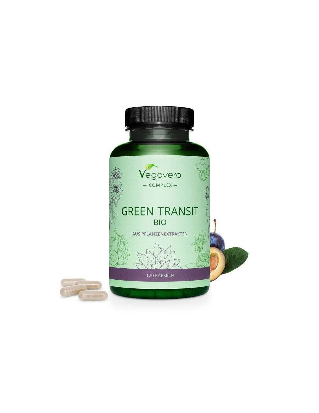 Green Transit Bio/ Gyógynövényes formula a jó emésztéshez, 120 <tc>Vegavero</tc> kapszulák