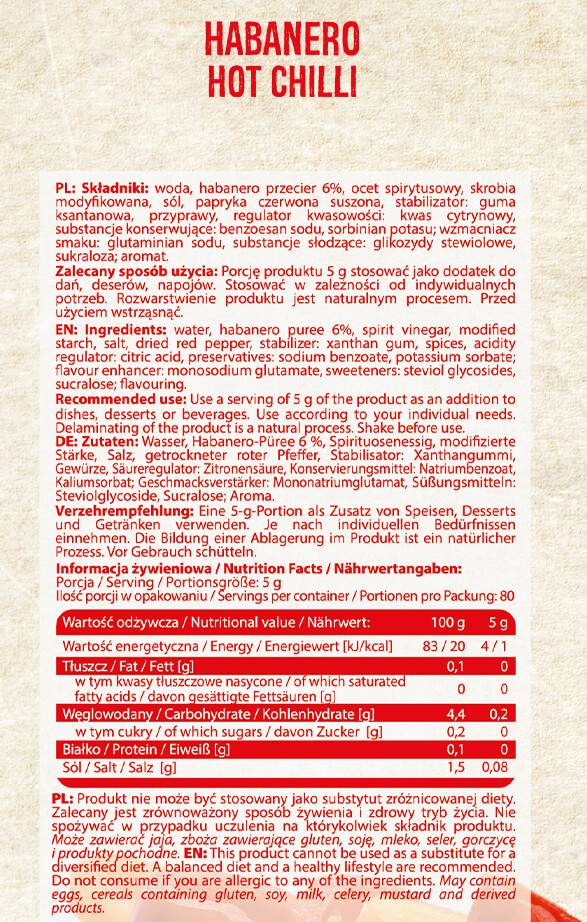 Habanero forró chili szósz | Alacsony kalóriatartalmú - 400 ml