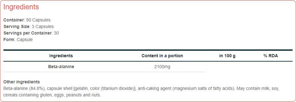 Beta-Alanine 700 | Workout Booster - 90 capsules - Nutra Best Europe