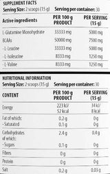 Magas intenzitású edzés BCAA 4:1:1 + glutamin - 450 gramm