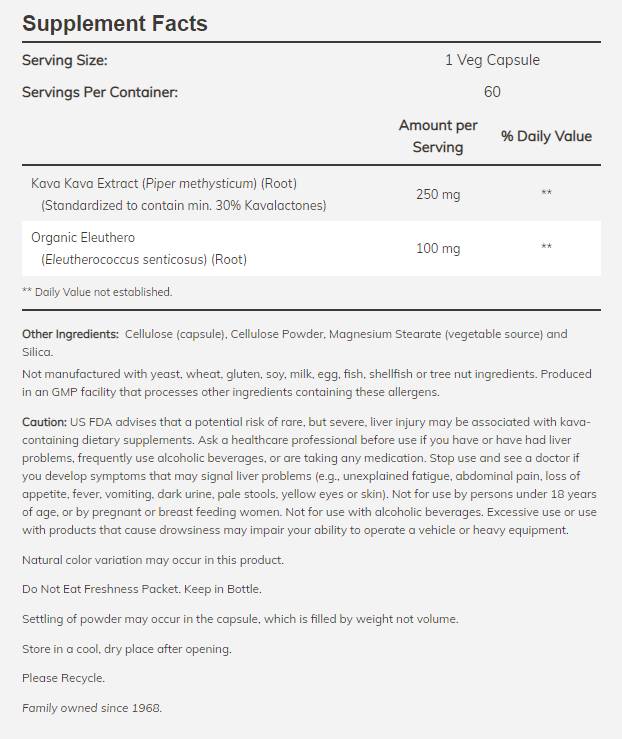 Kava Kava 250 mg [60 Capsules, 60 Doses] - Nutra Best Europe