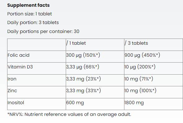 Inozitol + folsav nőknek - 90 tabletta