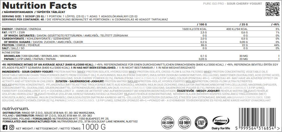 Iso Pro Pure Whey | Izolálás N-Zyme rendszerrel - 25 gramm