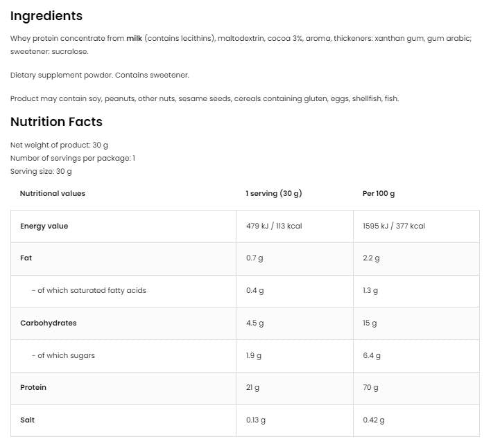 Whey Protein | 100% Whey Protein Concentrate 30 grams - Nutra Best Europe