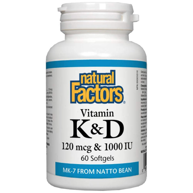 Vitamin K 120 mcg & Vitamin D 1000 IU - 60 Gel capsules - Nutra Best Europe
