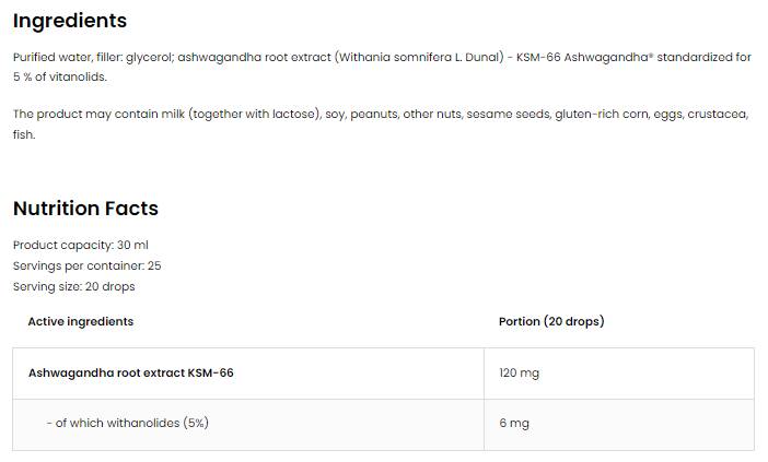 KSM-66 Ashwagandha cseppek | Ashwagandha gyökér kivonat 30 ml