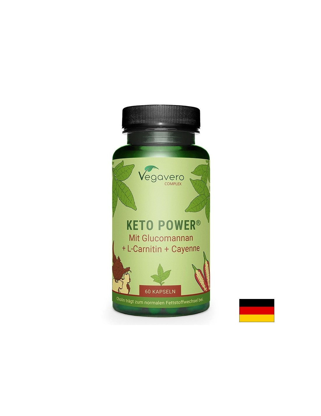 Keto Power® glükomannánnal, L-karnitinnel és cayenne borssal, 60 kapszula