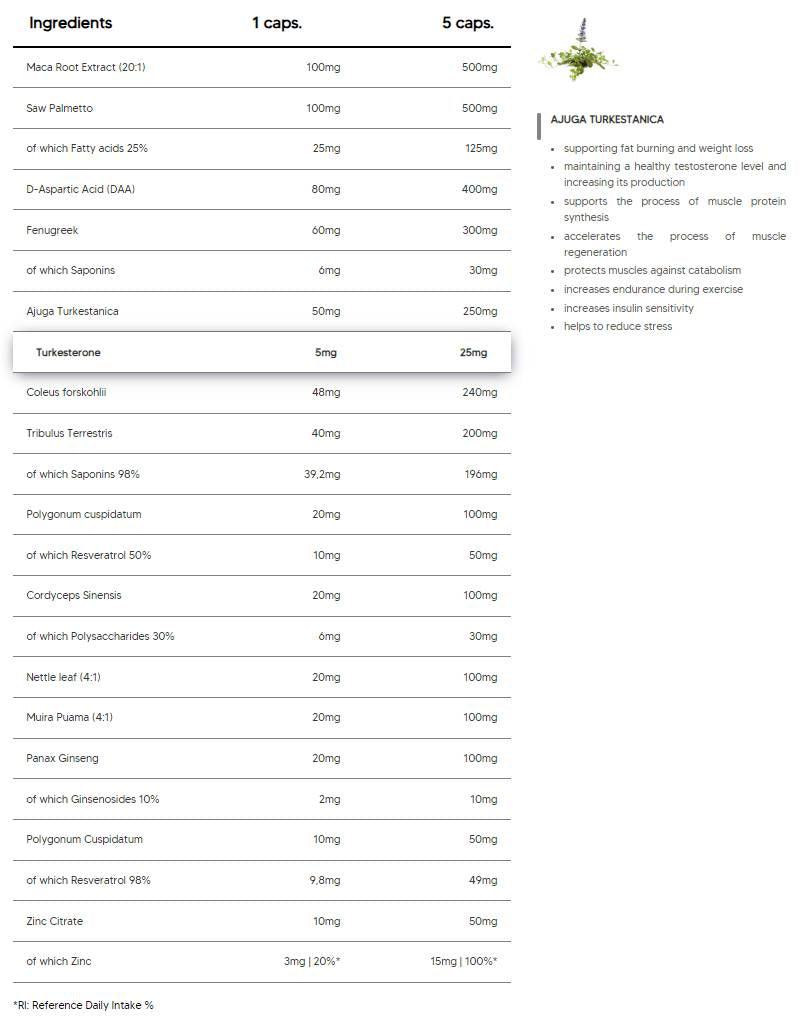 TEST | High Efficiency Testosterone Booster with Turkesterone - 30 Packets - Nutra Best Europe