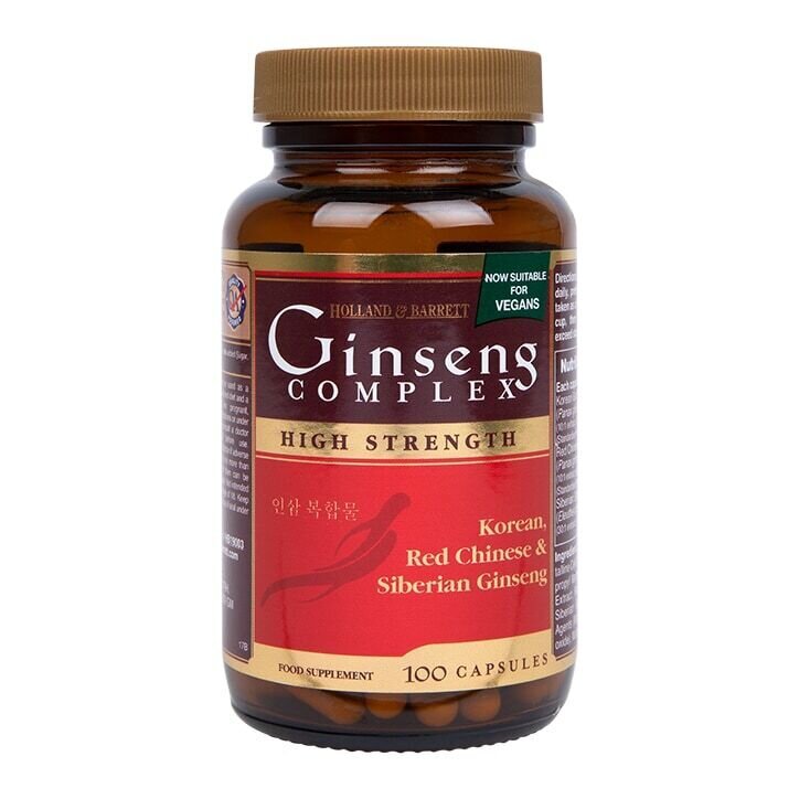 Ginseng komplex (koreai, vörös kínai & Szibériai ginzeng) 100 kapszula HOLLAND & BARRETT