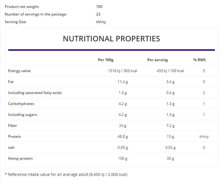 Hemp Protein / Vege 700 grams - Nutra Best Europe