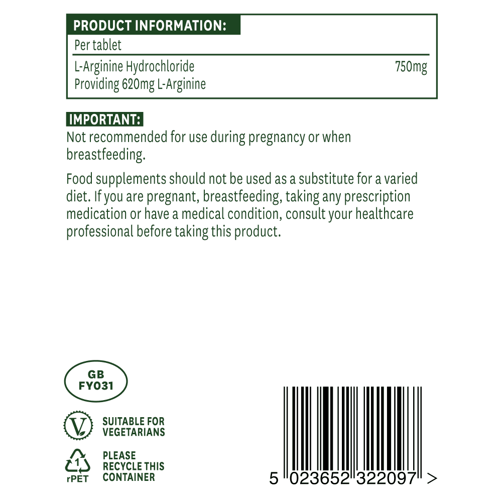 L-Arginin (L-Arginin HCL) 750 mg 90 tabletta Natures Aid