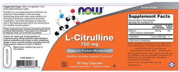 L-citrulin 750 mg - 90 kapszula
