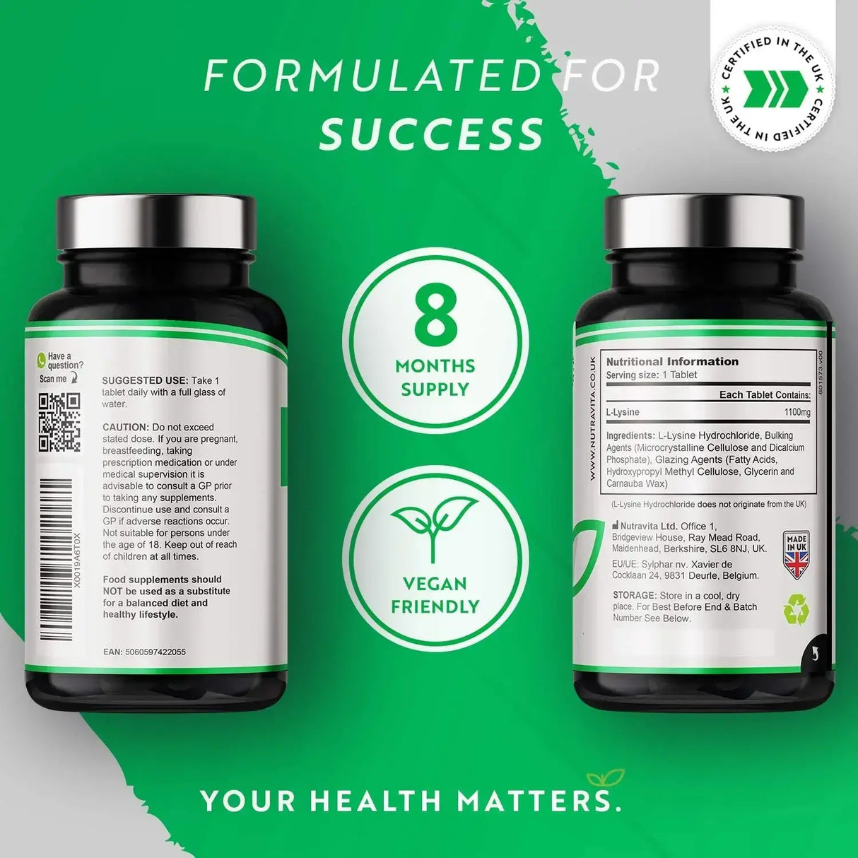 L-lizin 1100 mg 240 vegán tabletta