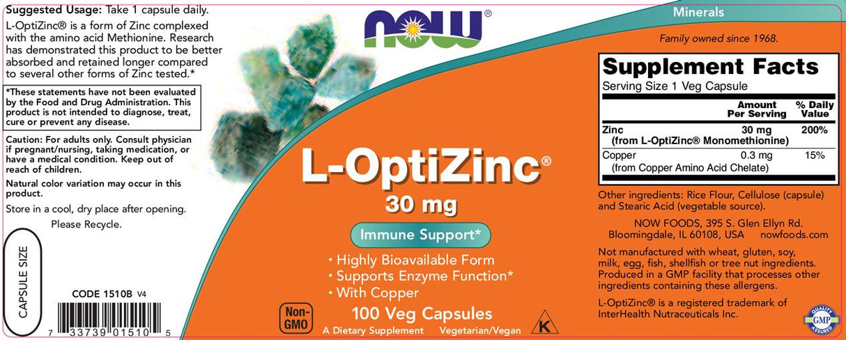 L-OptiZinc ® 30 mg./100 Caps. - 0