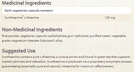 Mental Calmness / L-Theanine 125 mg - 60 capsules - Nutra Best Europe