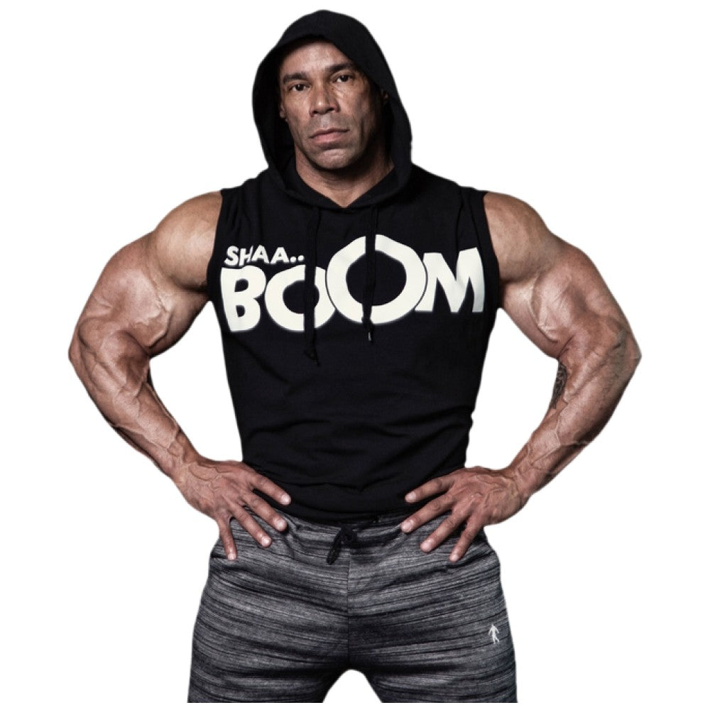 Ujj nélküli férfi pulóver/LM Hoodie Sleeveless Shaa Boom - fekete