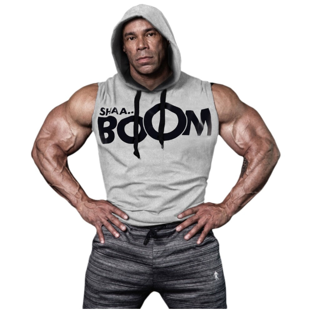 Ujj nélküli férfi pulóver/LM Hoodie Sleeveless Shaa Boom - szürke