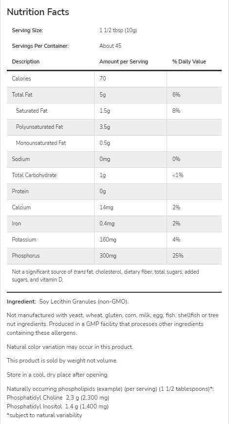 Lecitin granulátum, nem GMO - 907 gramm