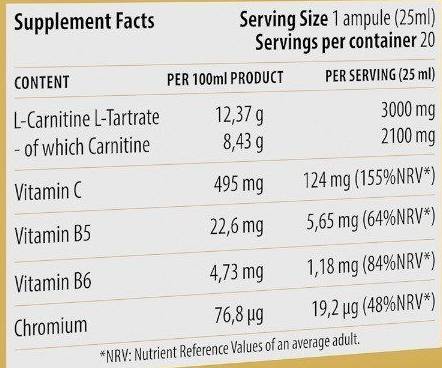 Folyékony L-Carnitine Shot 3000 - 20 x 25 ml