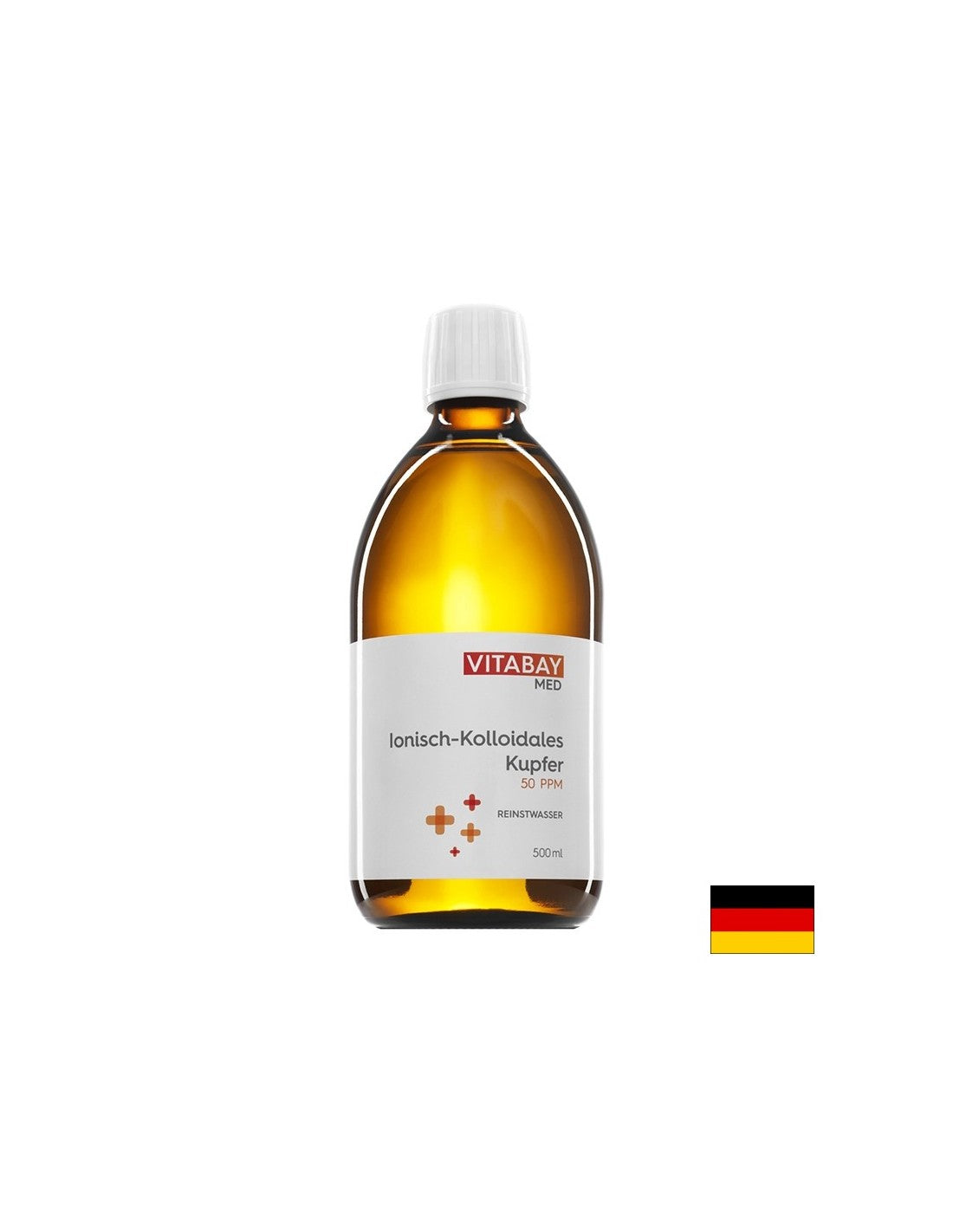 MED Kolloidales Kupfer 50 PPM - Kolloid réz 50 PPM, magas koncentrációjú (99,99%-os tisztaság), 500 ml <tc>Vitabay</tc>