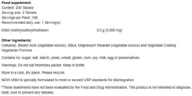 MSM 1500 mg - 200 tabletta