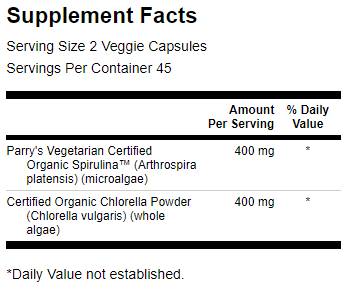 Szerves Spirulinával és Chlorellával készült 400 mg 90 kapszula