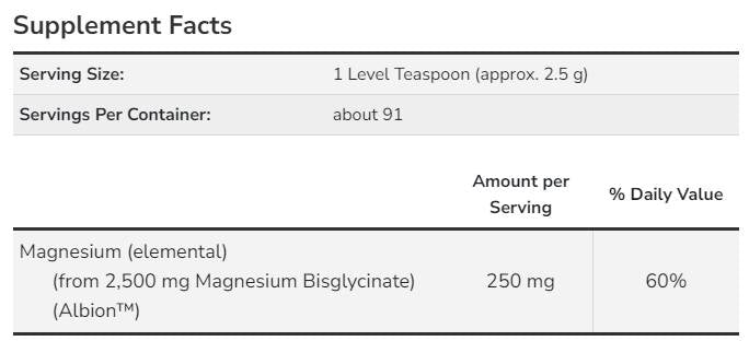 Magnézium-biszglicinát por - 227 gramm