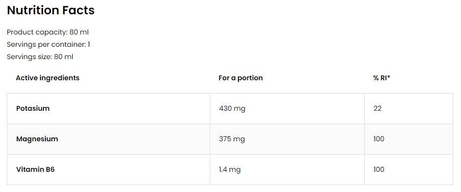 Magnesium Shot/káliummal + B6 - 80 ml