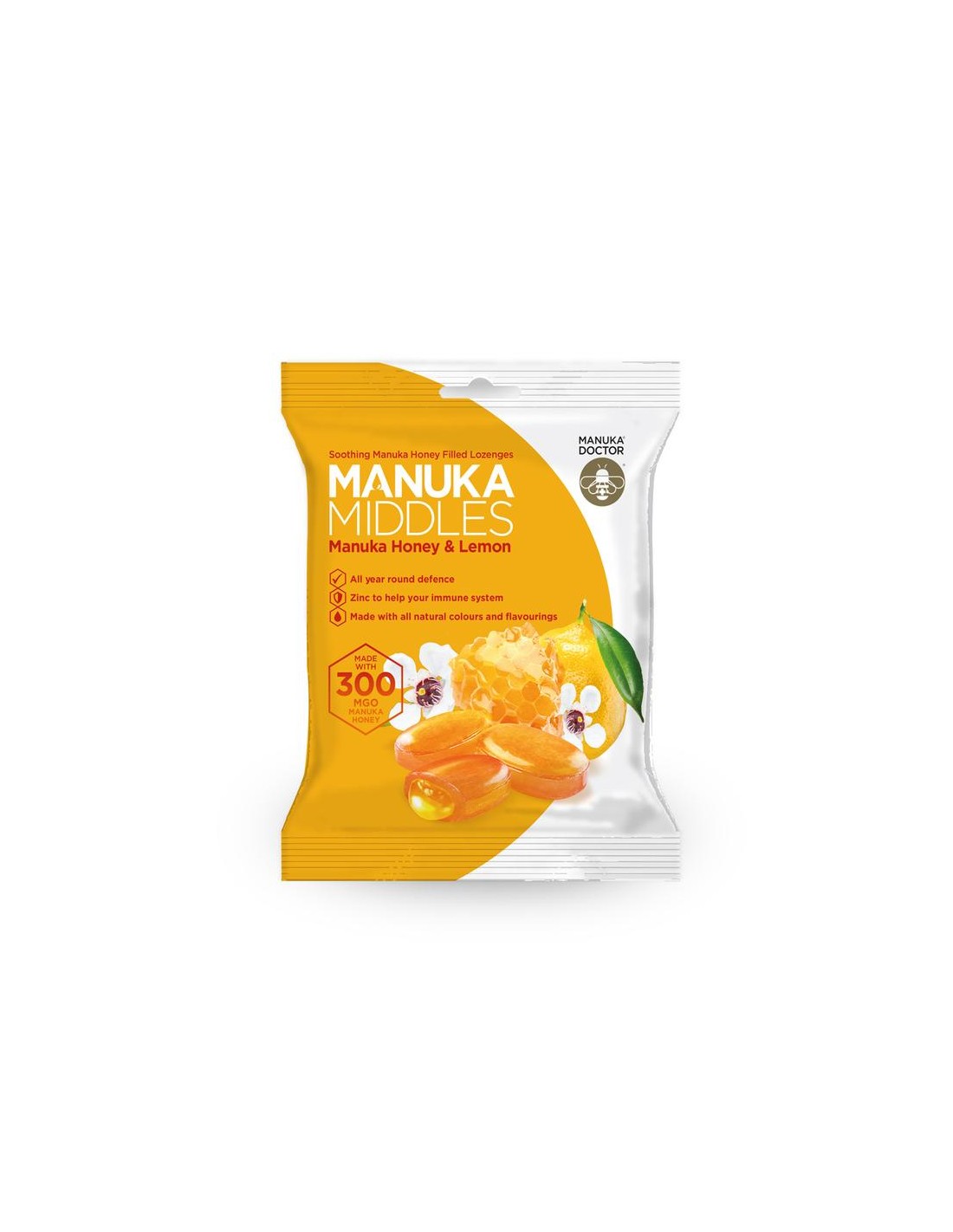 Finom szopogatótabletták manuka mézzel, cinkkel és citrommal - Manuka Middles Honey & Citrom MGO 300