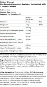 Max Strength Glükózamin-szulfát | Plusz kondroitin, MSM és kollagén - 180 tabletta