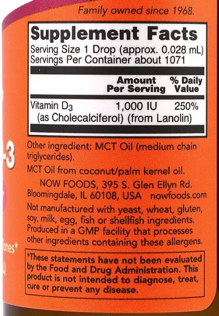 Liquid Vitamin D-3 / Extra Strength / 1000 IU per drop - 30 ml - Nutra Best Europe