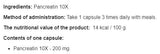 Pancreatin 10x 200 mg - 100 capsules - Nutra Best Europe