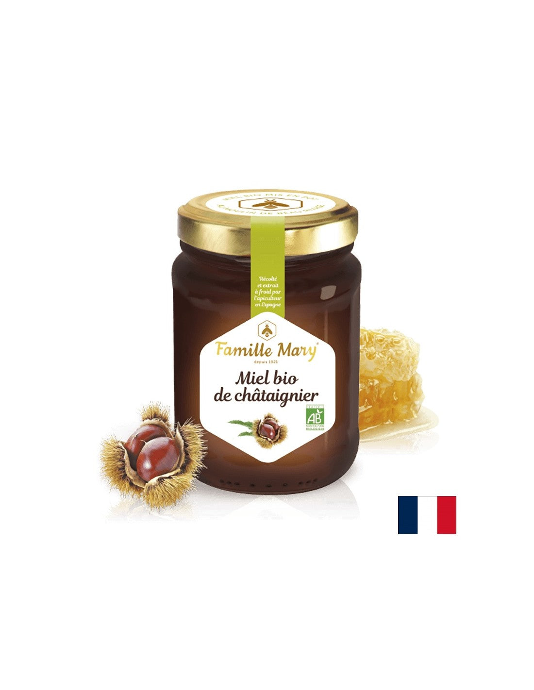 Miel bio de châtaignier/ Bio ehető gesztenyeméz, 230 g Famille Mary