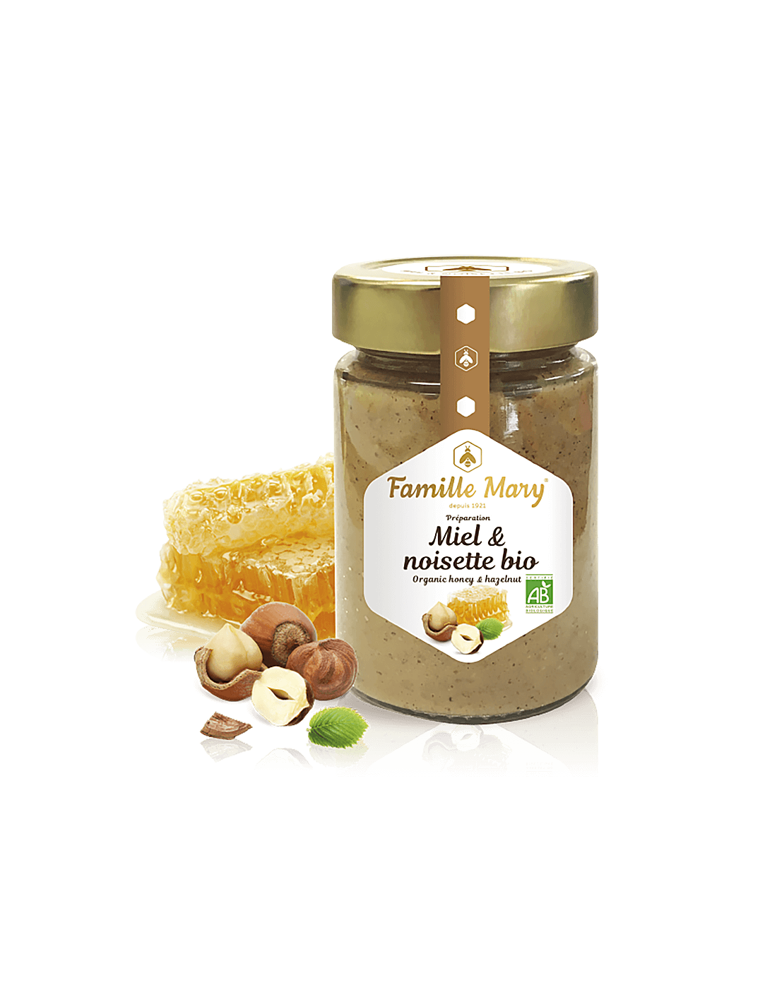 Bio színes méz mogyoróval - Miele et noisette bio, 240 g