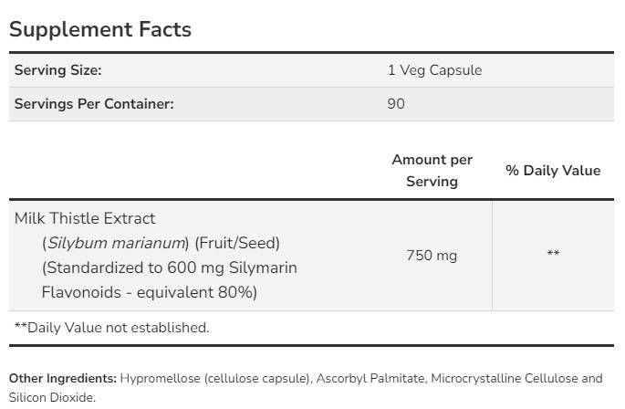 Máriatövis kivonat 750 mg - 90 kapszula