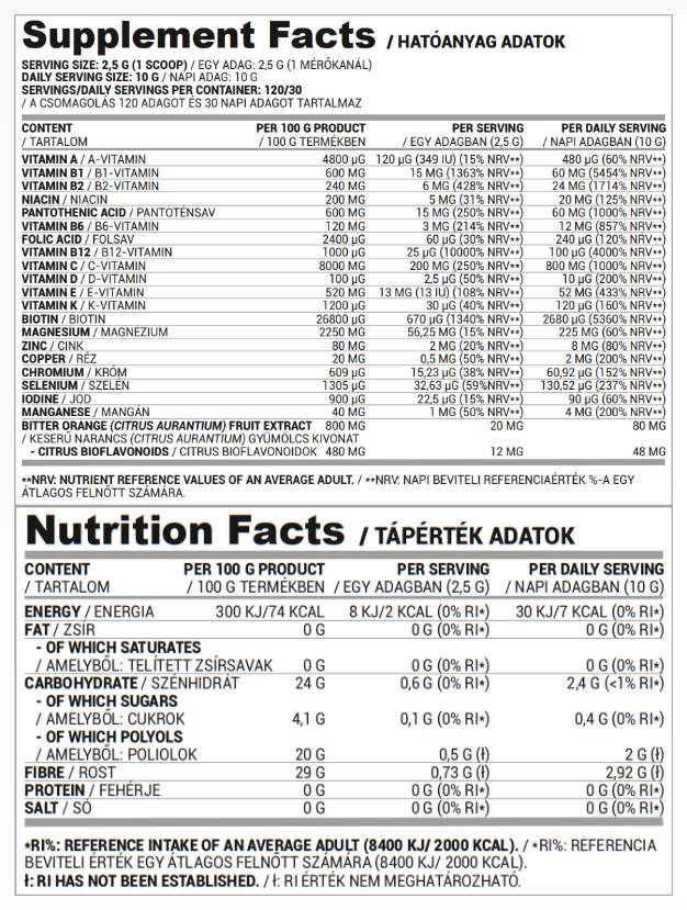 Többport tartalmazó por | Vitaminokkal & Ásványi anyagok - 300 gramm