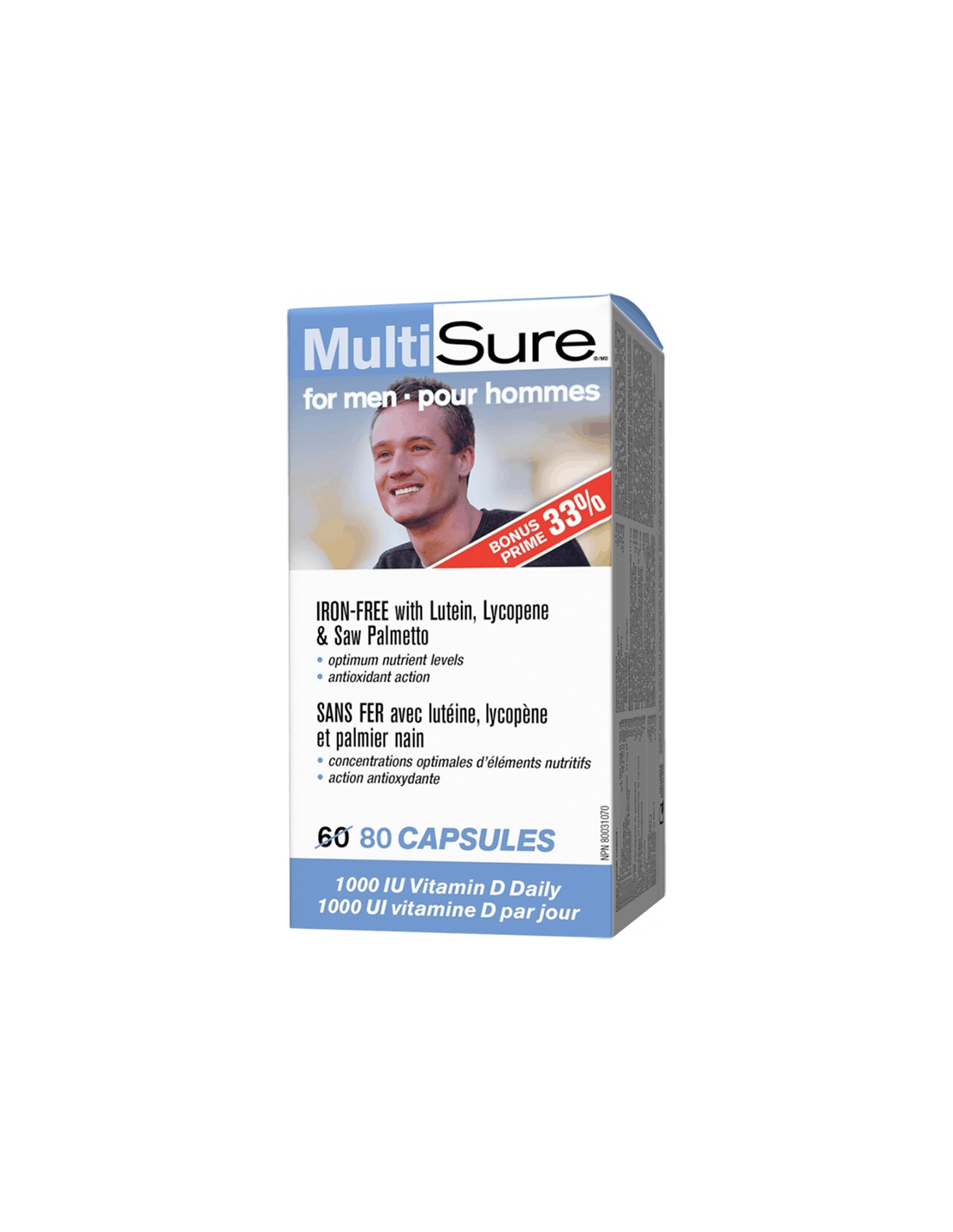 MultiSure® Men/Multivitamin férfiaknak (luteinnel, likopinnal és fűrészpálmával), 80 kapszula