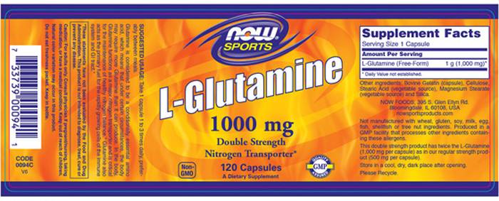 L-Glutamine 1000 mg - 120 capsules - Nutra Best Europe