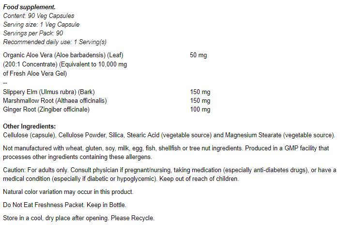 Aloe 10,000 & Soothing Herbs - 90 capsules - Nutra Best Europe