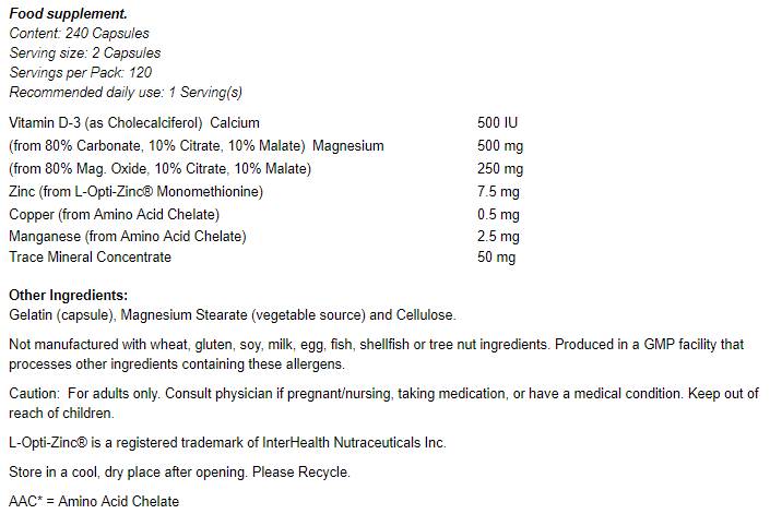 Cal-Mag Caps - 240 capsules - Nutra Best Europe