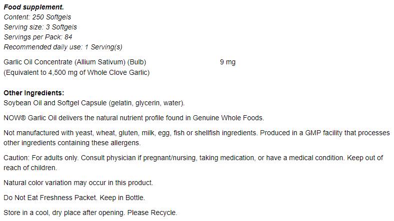 Garlic Oil 1500 mg - 100 Gel Capsules - Nutra Best Europe