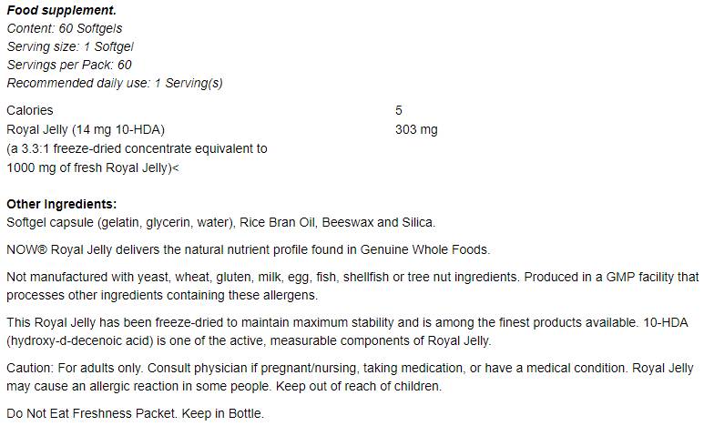 Royal Jelly 1000 mg - 60 Gel Capsules - Nutra Best Europe
