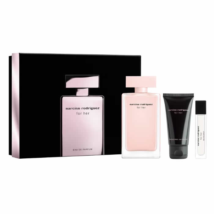 <tc>NARCISO RODRIGUEZ</tc> For Her Eau De Parfüm Spray 100ml Szett 3 Darab